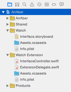 Project Navigator with watchOS 3 Groups