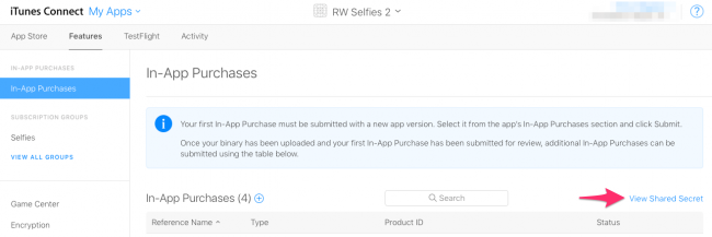 auto-renewable subscriptions itc-shared-secret
