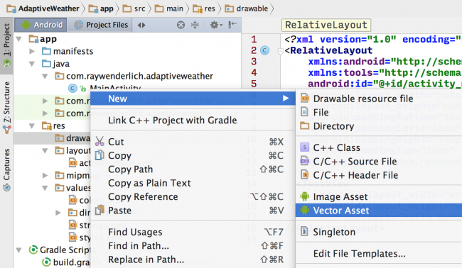 Android Studio Create Vector Asset