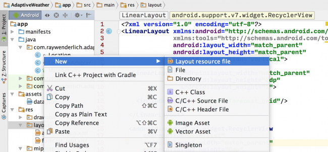 Android Studio Create New Layout 1
