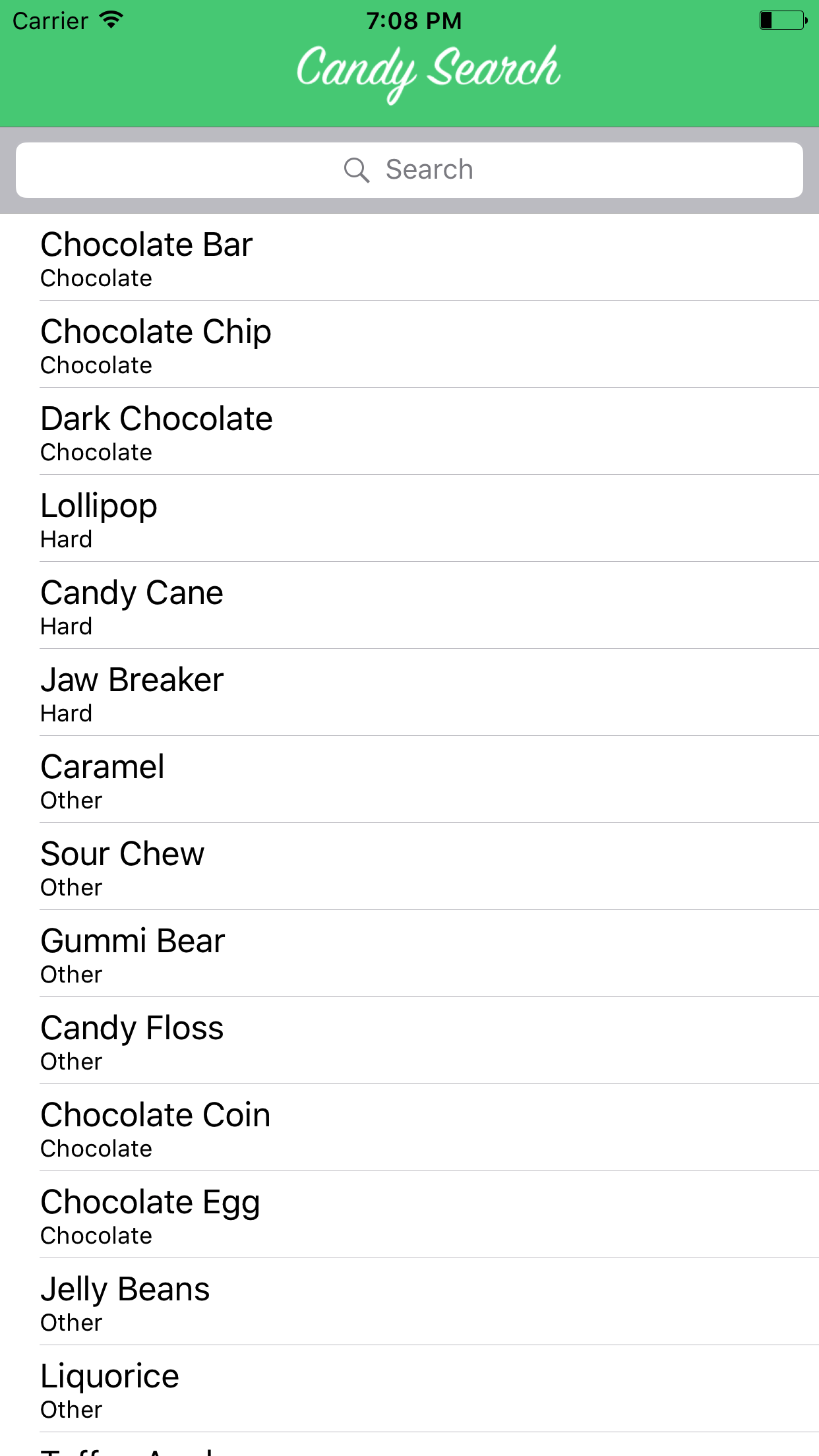 UISearchController Tutorial - Showing the Search Bar