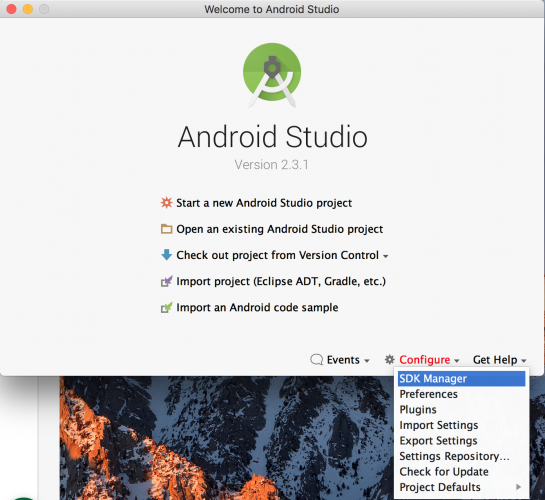 configure sdk manager