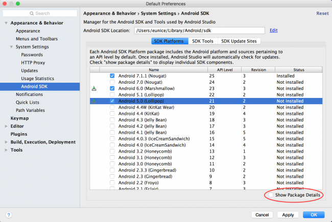 Android Studio - SDK Platfors