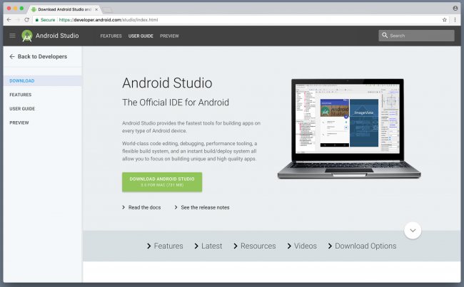 Android developer site