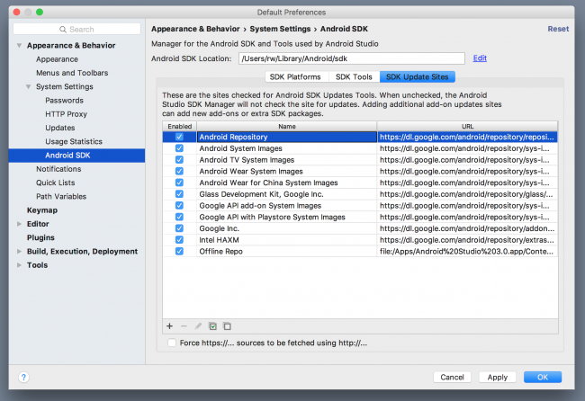 sdk update sites