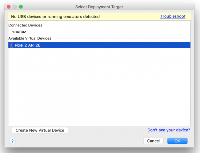 select deployment target