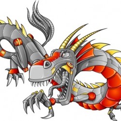 Robot Cyborg Dragon Vector Illustration art