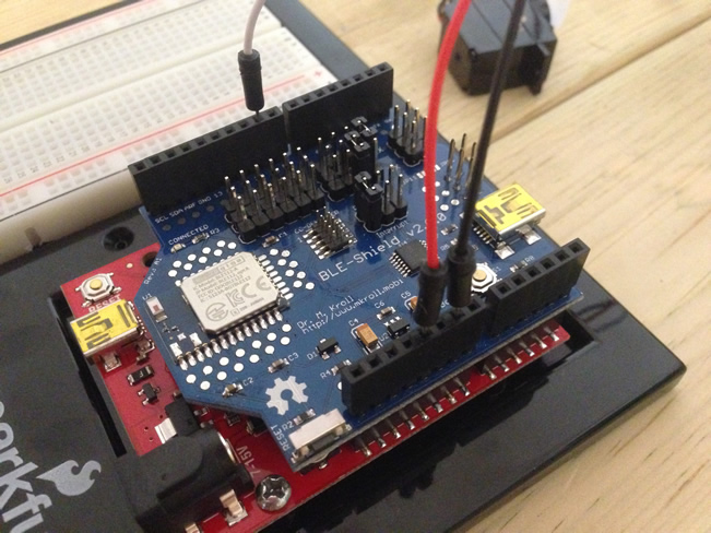 Wires Connected to BLE Shield