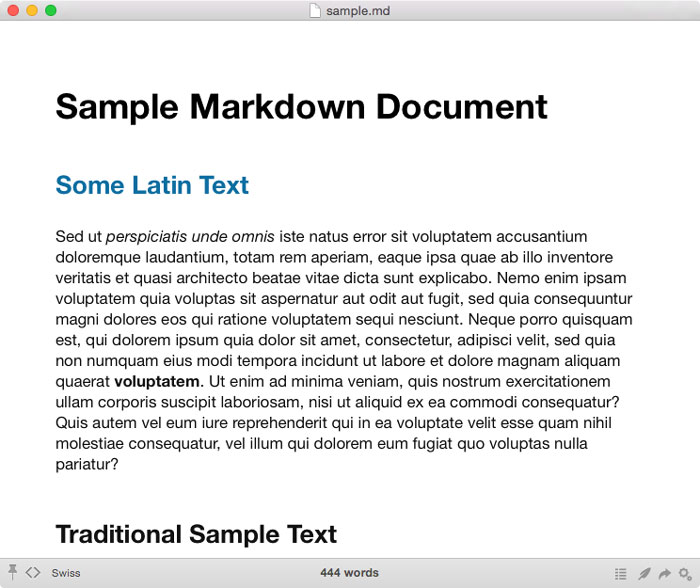 Viewing Sample Markdown Document in Marked