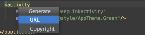 Add a Deep Link Intent Filter: Context Menu