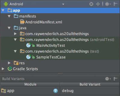 Project View: All Test Artifacts Enabled