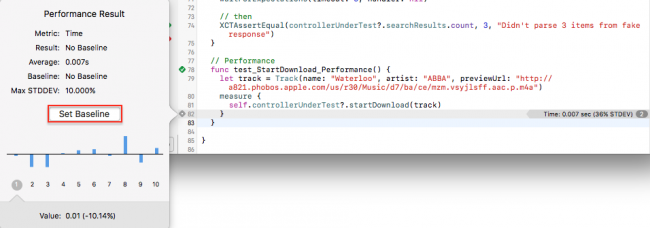 iOS Unit Testing: Viewing a Performance Result