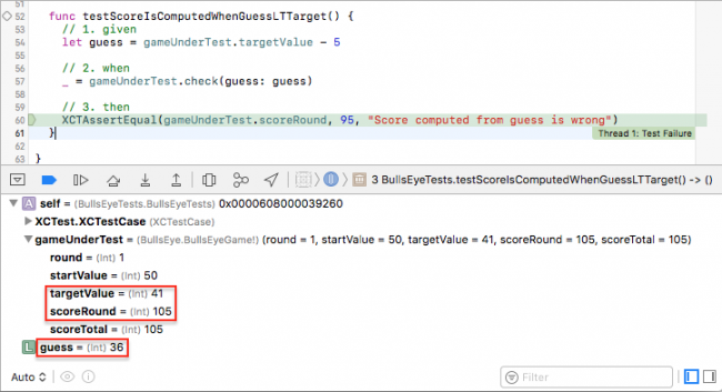 iOS Unit Testing: Viewing a Test Failure