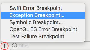 Add Exception Breakpoint