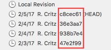 Annotated Revision history list