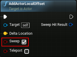 Showing the AddActorLocalOffset node settings