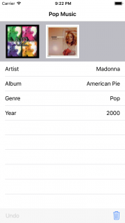 How the album app will look when the design patterns tutorial is complete