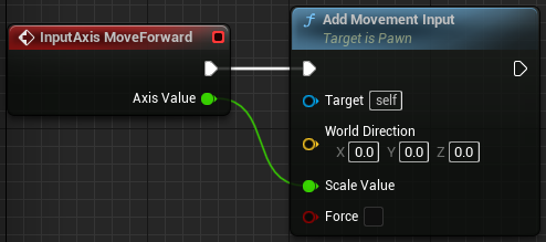 Connecting the nodes to apply movement to the character.