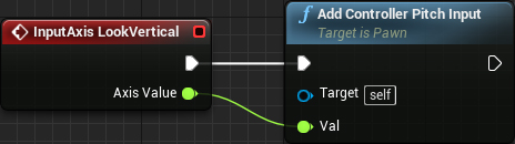 Connecting the mouse vertical input to the camera rotation node.