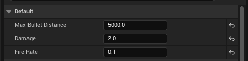 Changing class defaults for the BP_Rifle class.