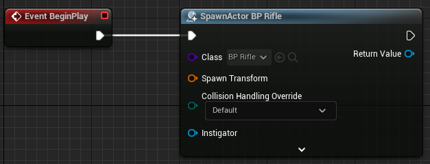 Creating the node that spawns the gun when the game begins.