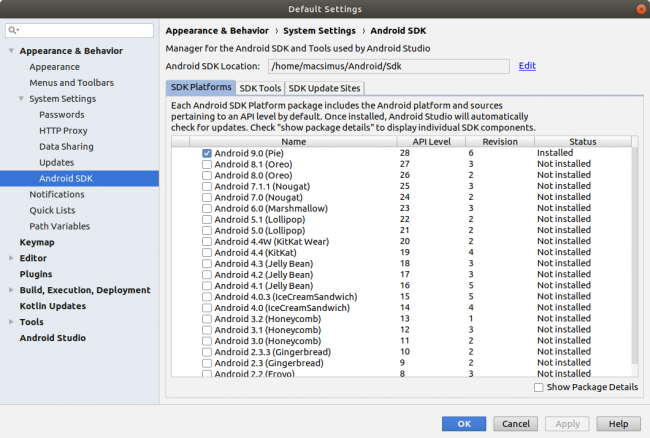 Android Studio - SDK Platforms