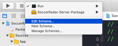 Edit the run scheme in Xcode