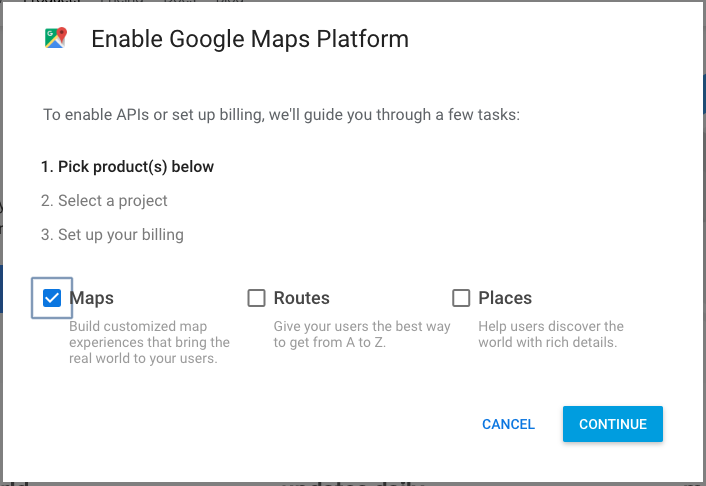 Maps API Key wizard