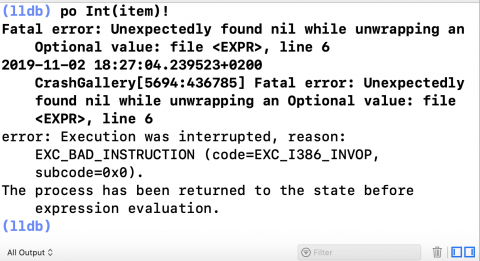 Console Log with an exception description