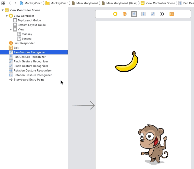 Connecting the handlePan method to UIPanGestureRecognizer