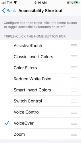 VoiceOver shortcut