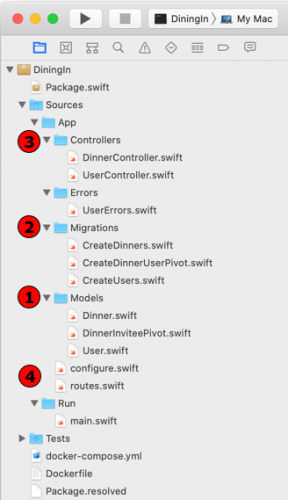 The DiningIn starter project's file tree