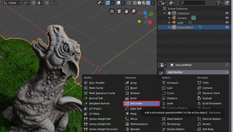 decimate the mesh in Blender