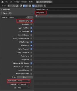 blender export options