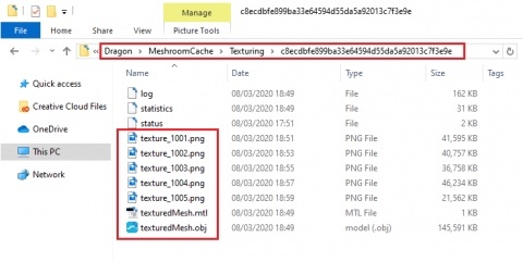 locating the important meshroom exported files