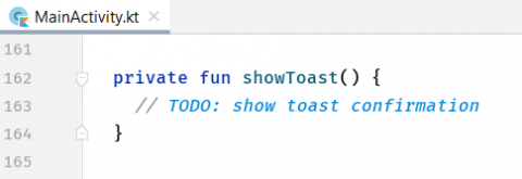 The code of the empty showToast method.