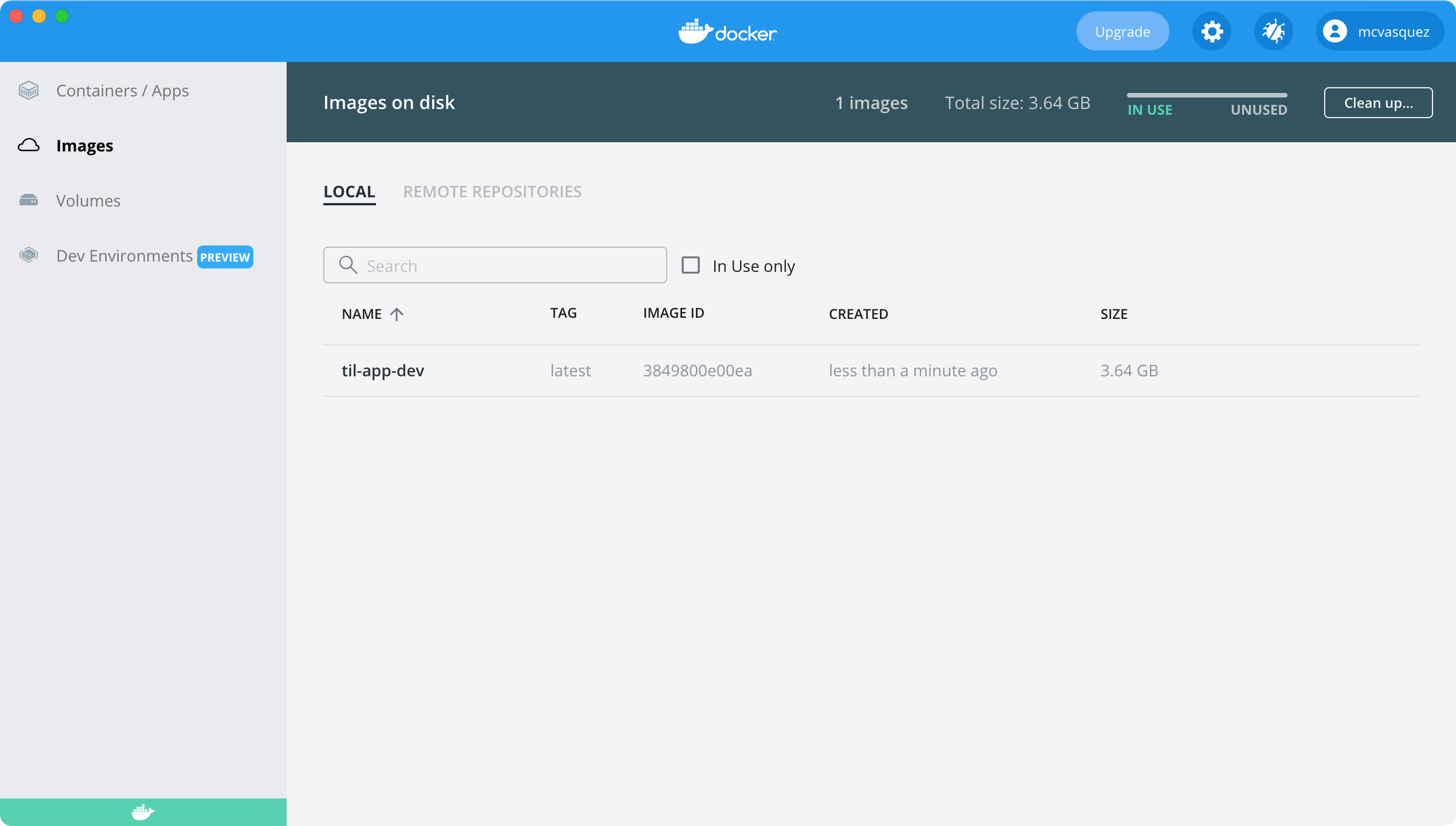 The app image in Docker for Desktop