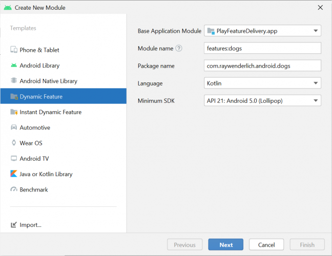 Creating New Dynamic Feature Module