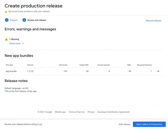 Create Production Release