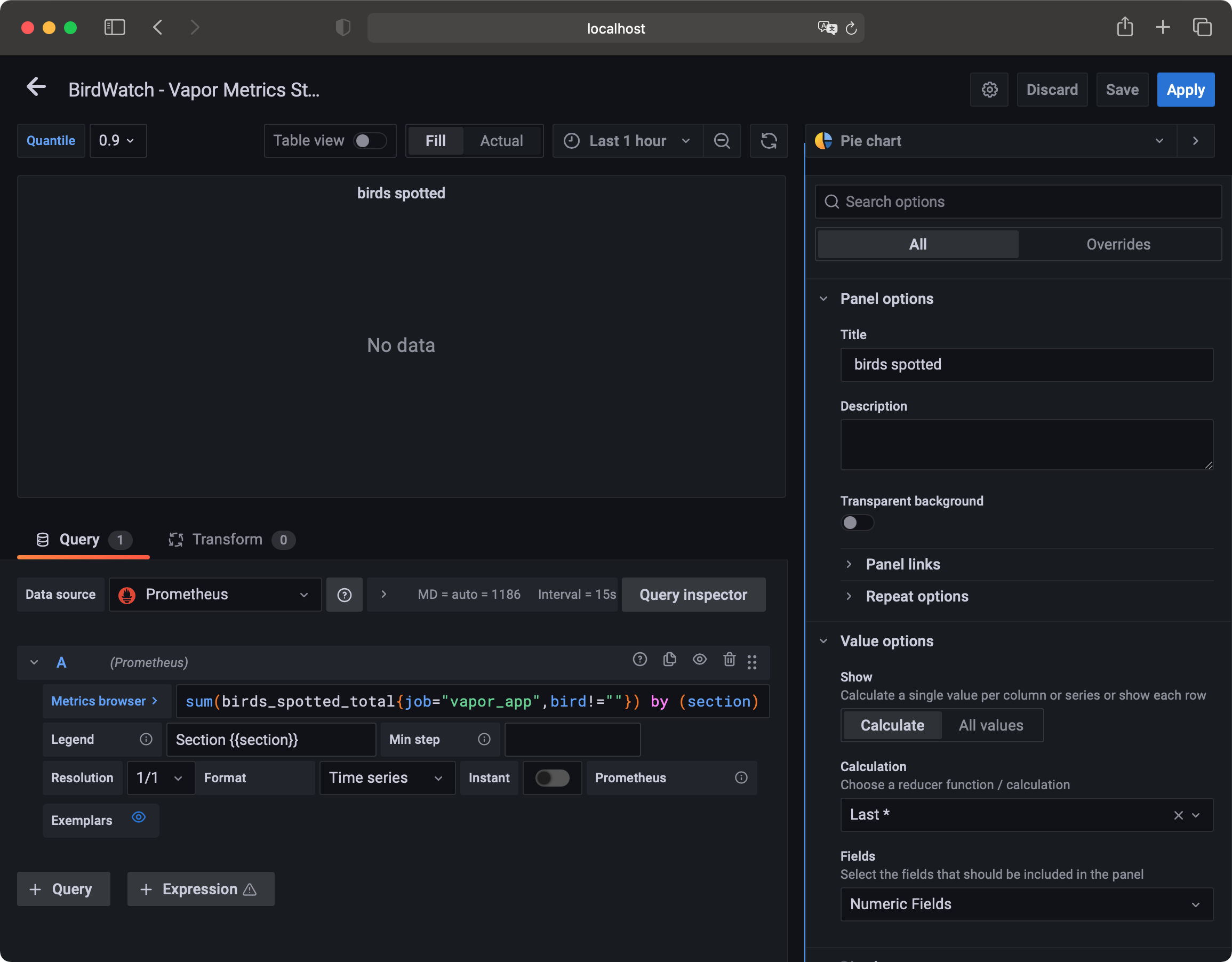 Panel settings in Grafana