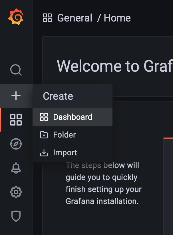 Grafana Create Dashboard button