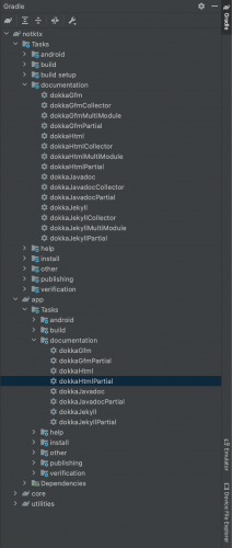 Android Studio documentation gradle tasks