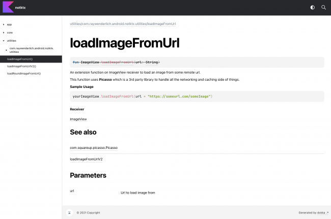 Dokka loadImageFromUrl deprecated function page