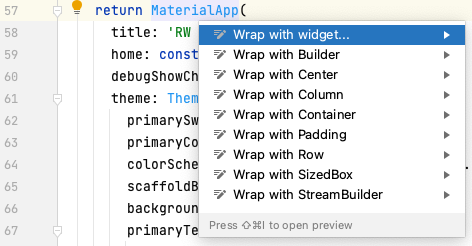 IDE Wrap with widget