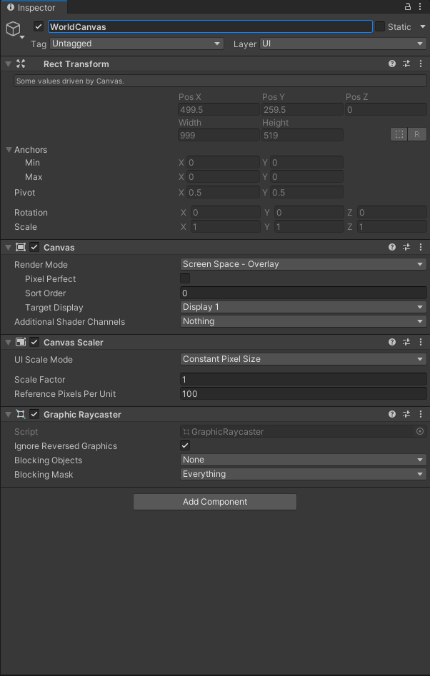 WorldCanvas in the Inspector