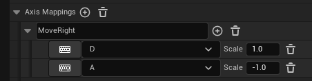 Adjusting the scale in the key mappings, to move right, the scale is 1.0 and to move left, -1.0.