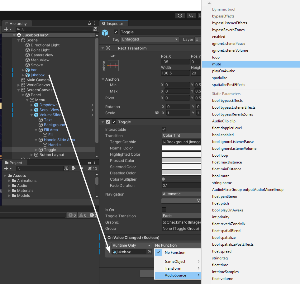 setting up the toggle functionality