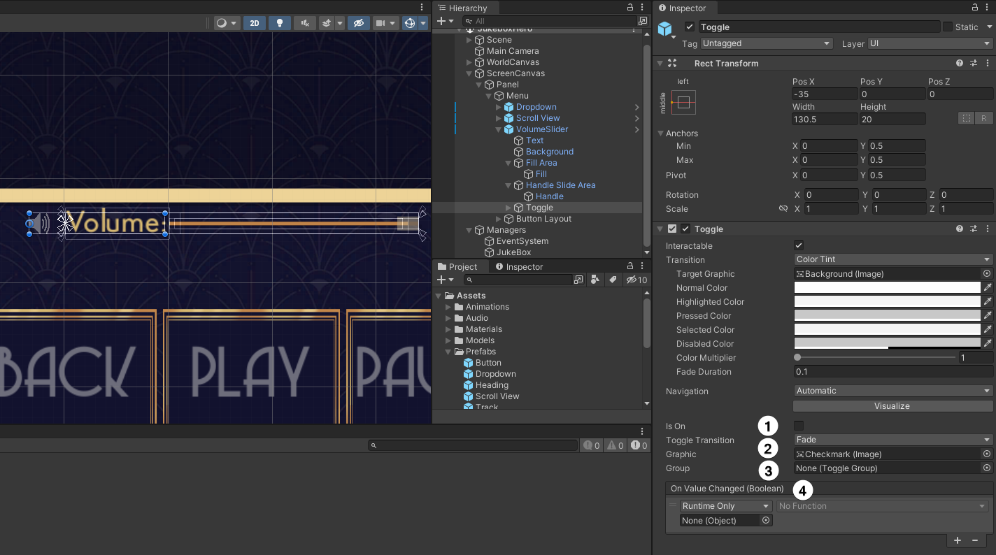 showing the toggle settings