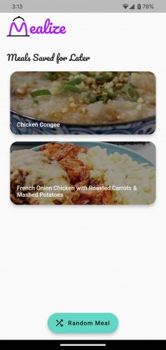 Screenshot showing better contrast in meal card